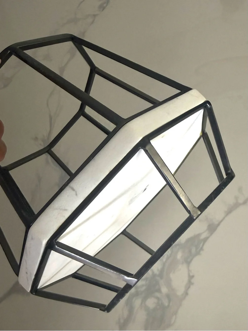 Bath & Body Works Geometric Pedestal With Black Metal & Marble Candle Holder